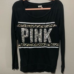 VS PINK Cheetah bling logo long sleeve